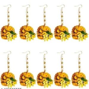 NWT fabric Floral Yellow and Green mangtika hair jewelry haldi event 843